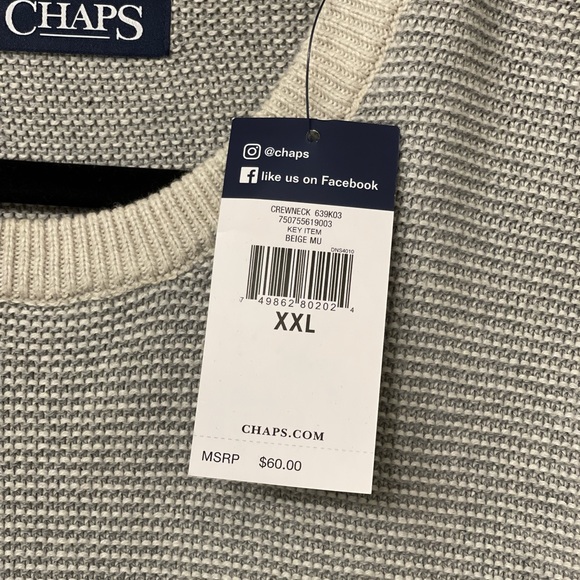 Men’s Chaps Crewneck Sweater Beige /Tan / some gray Big and Tall - Picture 1 of 6